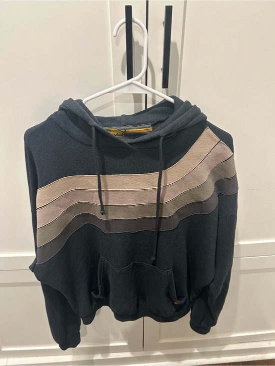 Aviator Nation Tops - EUC Aviator Nation Unisex Wave Stripe 4 Pullover Hoodie Relaxed -CHARCOAL Size S
